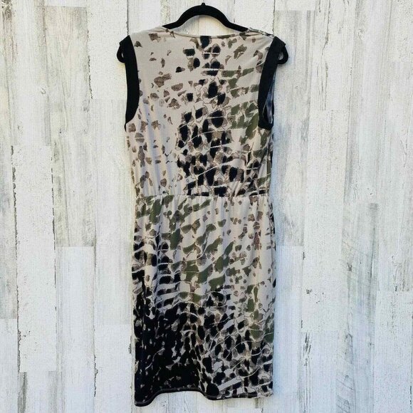 Morning Lady Sheath Dress Womens Medium Black Green‎ Lined Camo Print - Picture 3 of 6